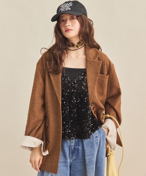 MIRROR STOKE（ミラーストーク）の「【ZOZO限定】SEQUINED VELVET CAMISOLE/スパンコールベロアキャミソール（シャツ/ブラウス・レディース・ブラック/グレー・MEDIUM）」の4枚目の写真