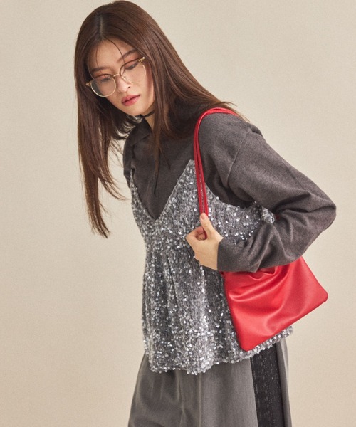 MIRROR STOKE（ミラーストーク）の「【ZOZO限定】SEQUINED VELVET CAMISOLE/スパンコールベロアキャミソール（シャツ/ブラウス・レディース・ブラック/グレー・MEDIUM）」の12枚目の写真