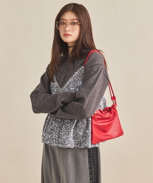 MIRROR STOKE（ミラーストーク）の「【ZOZO限定】SEQUINED VELVET CAMISOLE/スパンコールベロアキャミソール（シャツ/ブラウス・レディース・ブラック/グレー・MEDIUM）」の11枚目の写真