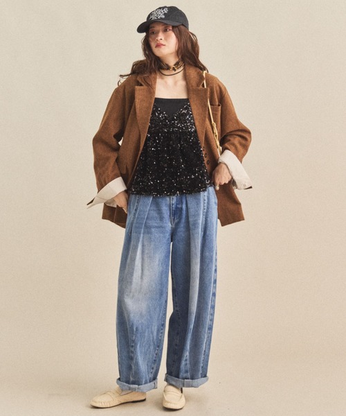 MIRROR STOKE（ミラーストーク）の「【ZOZO限定】SEQUINED VELVET CAMISOLE/スパンコールベロアキャミソール（シャツ/ブラウス・レディース・ブラック/グレー・MEDIUM）」の5枚目の写真