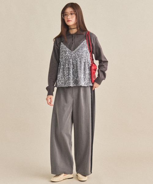 MIRROR STOKE（ミラーストーク）の「【ZOZO限定】SEQUINED VELVET CAMISOLE/スパンコールベロアキャミソール（シャツ/ブラウス・レディース・ブラック/グレー・MEDIUM）」の17枚目の写真