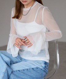 r. | フレアスリーブ シアートップス(Tシャツ/カットソー)