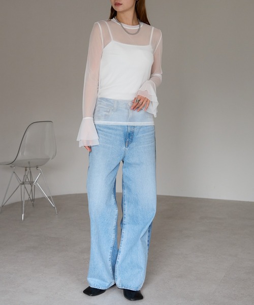 r.(アールドット)の「フレアスリーブ シアートップス(Tシャツ/カットソー・レディース・オフホワイト/ブラック/アイボリー・FREE)」の15枚目の写真