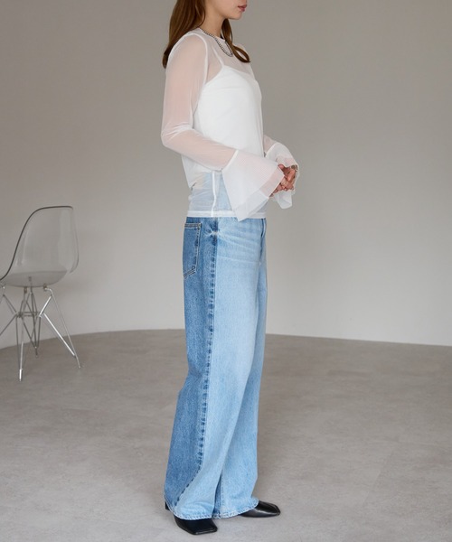 r.(アールドット)の「フレアスリーブ シアートップス(Tシャツ/カットソー・レディース・オフホワイト/ブラック/アイボリー・FREE)」の16枚目の写真