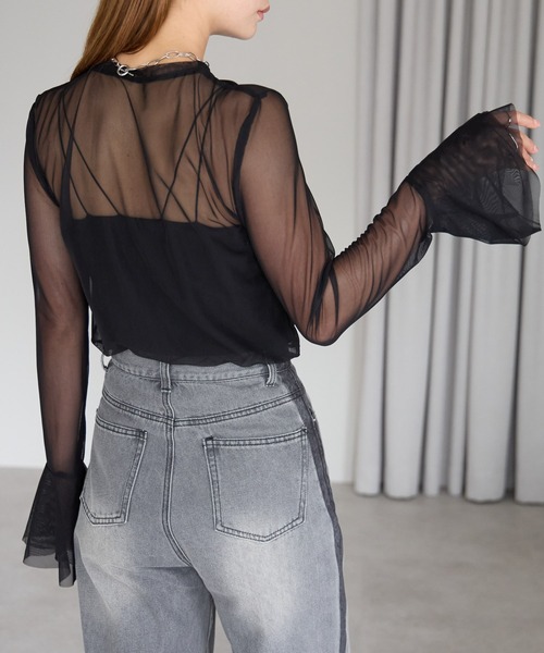 r.(アールドット)の「フレアスリーブ シアートップス(Tシャツ/カットソー・レディース・オフホワイト/ブラック/アイボリー・FREE)」の20枚目の写真