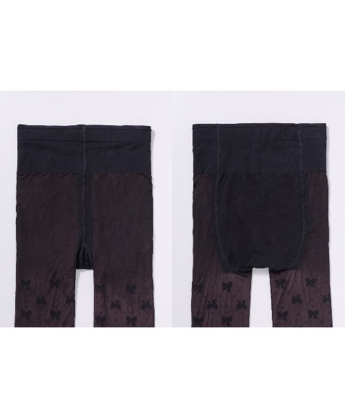 tutuanna(チュチュアンナ)の「まるで素肌のようなフェイクタイツ80デニール(ドット×リボン柄)(タイツ/ストッキング・レディース・ブラック/オフホワイト・M-L)」の11枚目の写真