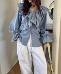 WILLFULLY（ウィルフリー）の「frill cross asymmetry BL（シャツ/ブラウス）」