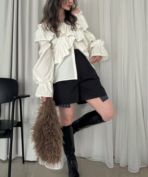 frill cross asymmetry BL（シャツ/ブラウス）｜WILLFULLY（ウィル