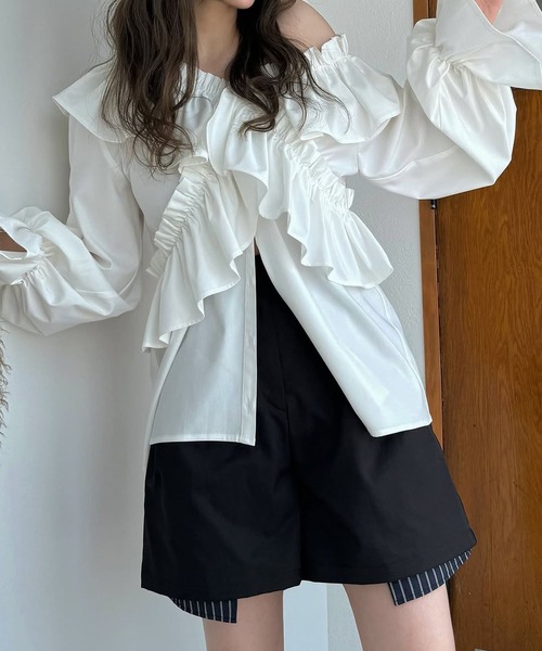 frill cross asymmetry BL（シャツ/ブラウス）｜WILLFULLY（ウィル