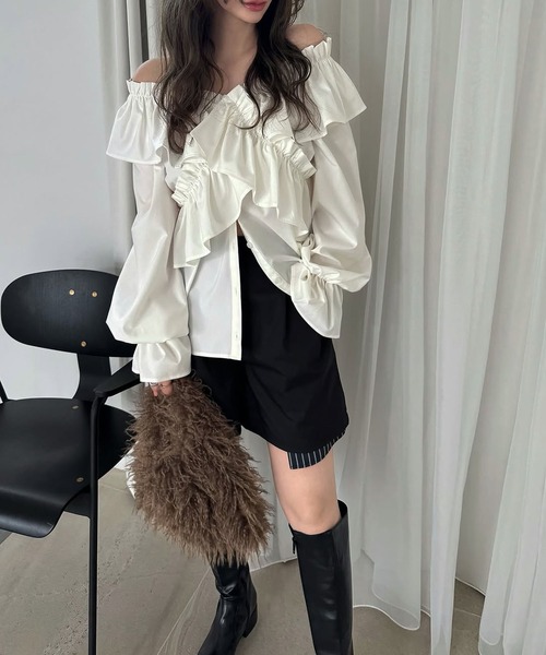 frill cross asymmetry BL（シャツ/ブラウス）｜WILLFULLY（ウィル