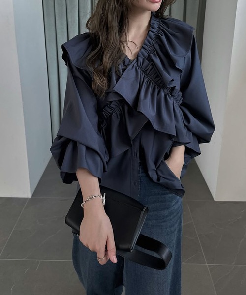 frill cross asymmetry BL（シャツ/ブラウス）｜WILLFULLY（ウィル