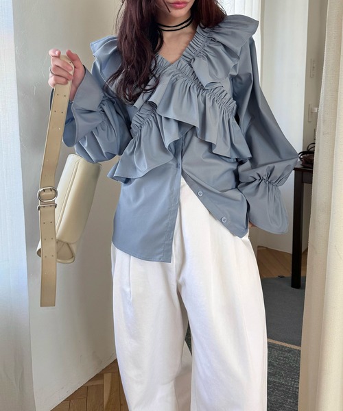 frill cross asymmetry BL（シャツ/ブラウス）｜WILLFULLY（ウィル