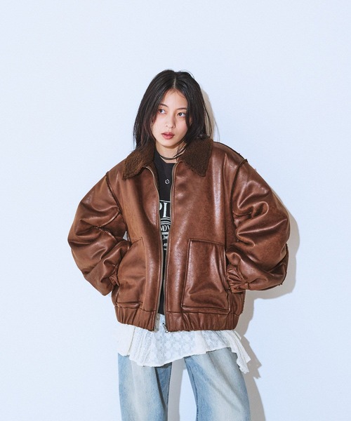 JEANASIS（ジーナシス）の「リバーシブルモンスターブルゾン/601819（ブルゾン・レディース・ブラウン/アイボリー/ブラック・FREE）」の13枚目の写真