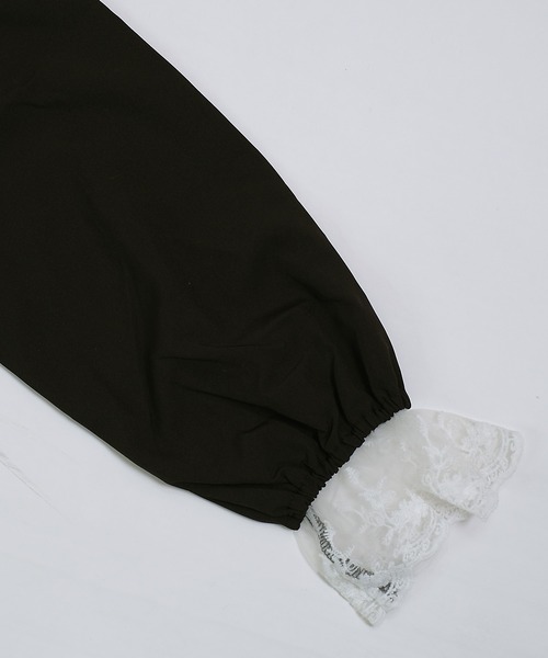 shopnikoniko（ショップニコニコ）の「ビックカラー ブラウス キレイめ 長袖 レース フリル 白 トップス（シャツ/ブラウス・レディース・ブラック/ホワイト・フリー）」の18枚目の写真