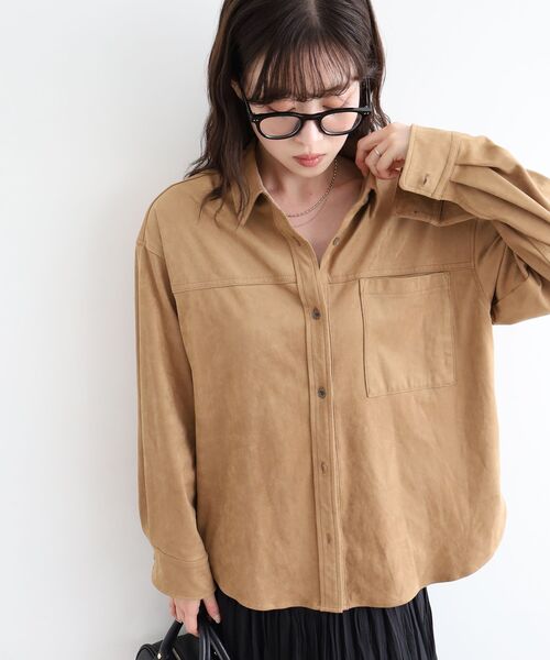 セール】リバーフェイクスエードオーバーシャツ（シャツ/ブラウス