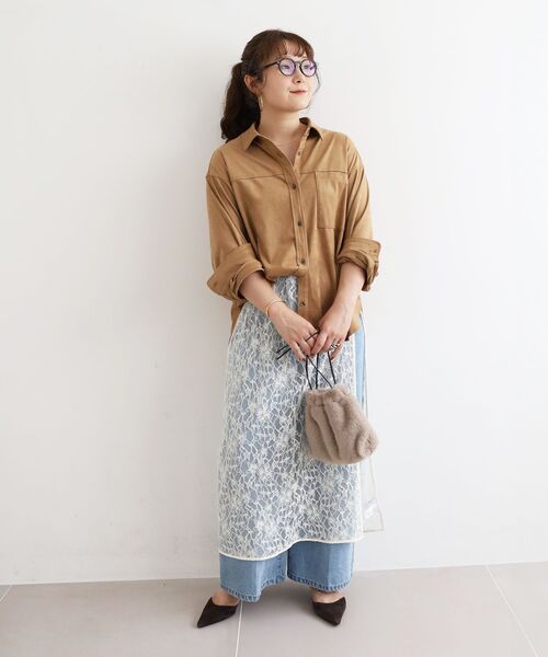 le.coeur blanc(ルクールブラン)の「リバーフェイクスエードオーバーシャツ(シャツ/ブラウス・レディース・キャメル/ベージュ・38)」の14枚目の写真