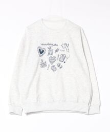 刺繍グラフィックスウェット/ゆったりシルエット・ラフ可愛い一枚