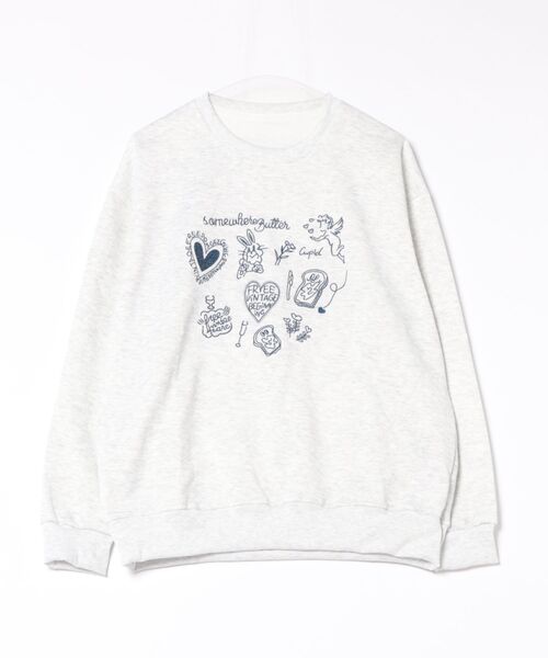 Sibra（シブラ）の「刺繍グラフィックスウェット／ゆったりシルエット・ラフ可愛い一枚（スウェット・レディース・ライトグレー/グレー・M）」の2枚目の写真