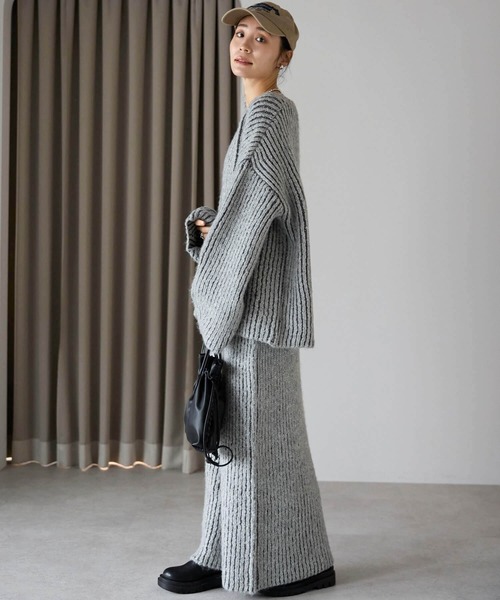 pocket（ポケット）の「畦編みニットナロースカート（スカート・レディース・グレー/ブルー/ブラウン・FREE）」の7枚目の写真