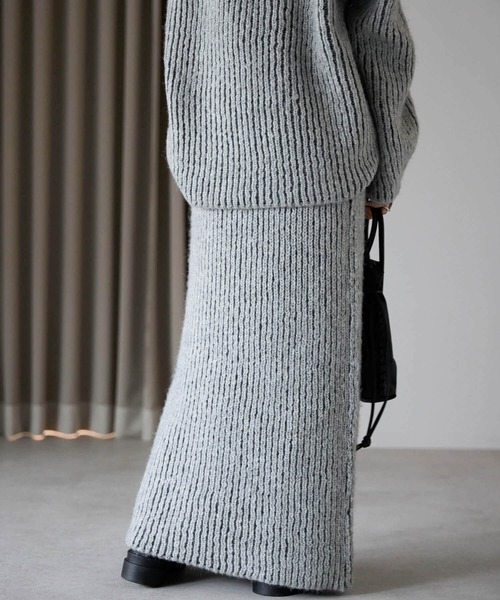 pocket（ポケット）の「畦編みニットナロースカート（スカート・レディース・グレー/ブルー/ブラウン・FREE）」の9枚目の写真