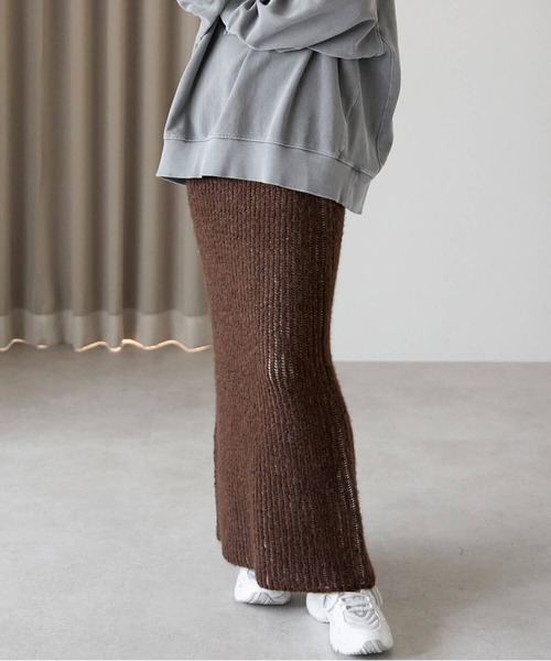 pocket（ポケット）の「畦編みニットナロースカート（スカート・レディース・グレー/ブルー/ブラウン・FREE）」の11枚目の写真