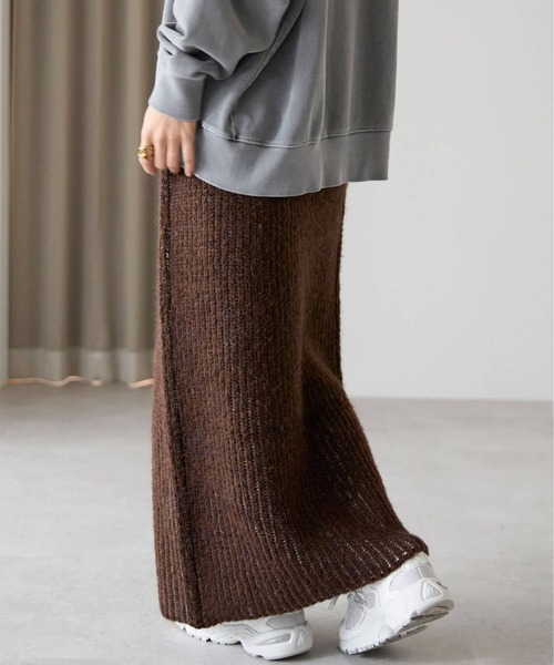 pocket（ポケット）の「畦編みニットナロースカート（スカート・レディース・グレー/ブルー/ブラウン・FREE）」の13枚目の写真