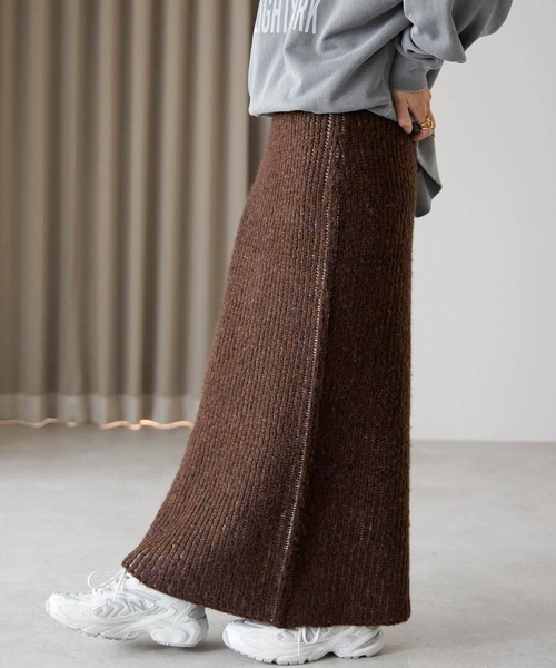 pocket（ポケット）の「畦編みニットナロースカート（スカート・レディース・グレー/ブルー/ブラウン・FREE）」の14枚目の写真