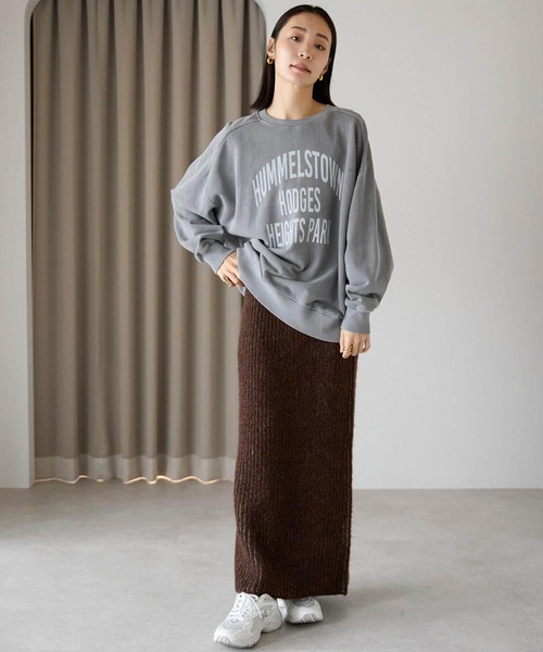 pocket（ポケット）の「畦編みニットナロースカート（スカート・レディース・グレー/ブルー/ブラウン・FREE）」の15枚目の写真