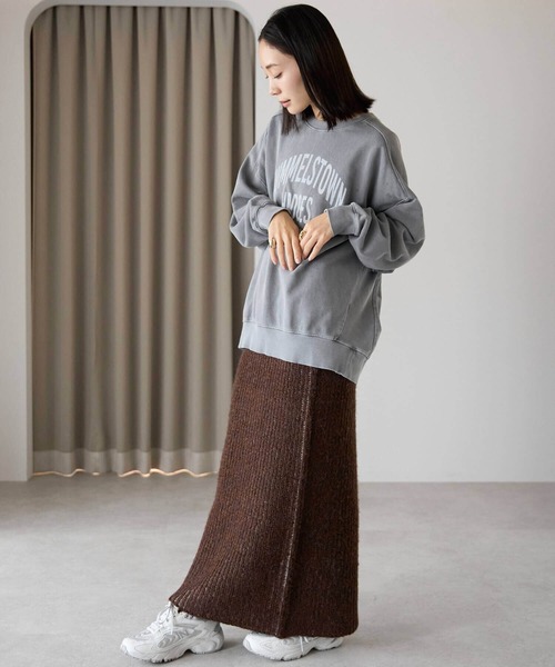 pocket（ポケット）の「畦編みニットナロースカート（スカート・レディース・グレー/ブルー/ブラウン・FREE）」の16枚目の写真