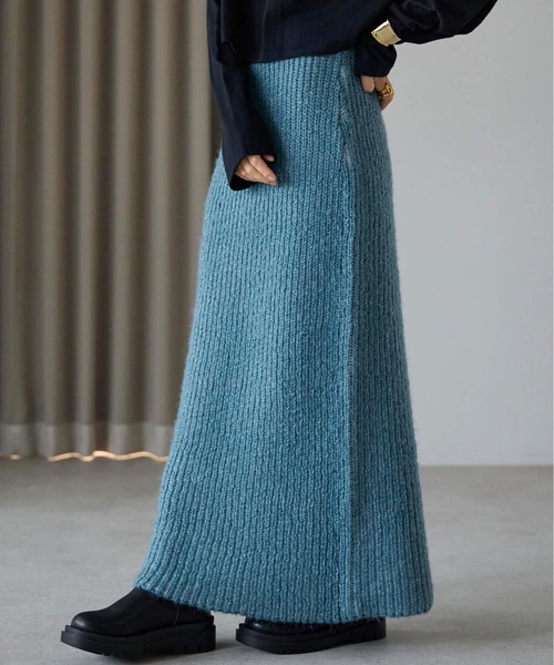 pocket（ポケット）の「畦編みニットナロースカート（スカート・レディース・グレー/ブルー/ブラウン・FREE）」の18枚目の写真