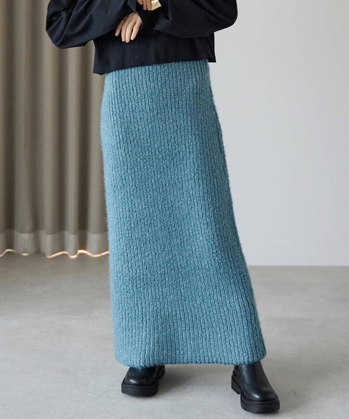 pocket（ポケット）の「畦編みニットナロースカート（スカート・レディース・グレー/ブルー/ブラウン・FREE）」の19枚目の写真