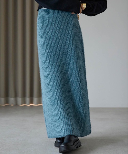 pocket（ポケット）の「畦編みニットナロースカート（スカート・レディース・グレー/ブルー/ブラウン・FREE）」の20枚目の写真