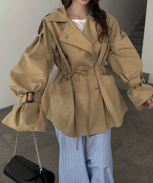 WILLFULLY（ウィルフリー）の「waist gather middle trench coat（トレンチコート・レディース・タン/スモーク・FREE）」の19枚目の写真