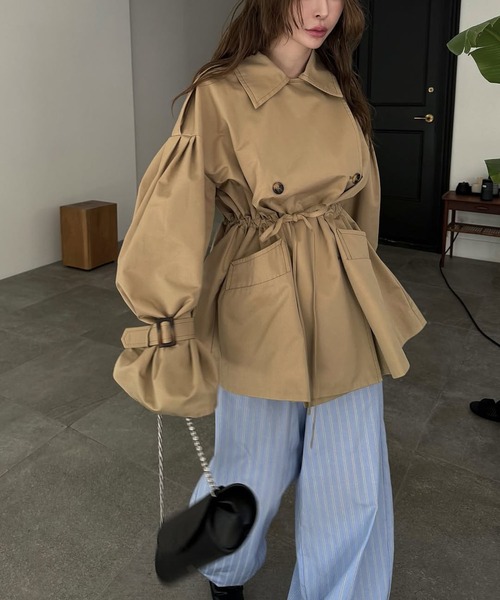 WILLFULLY（ウィルフリー）の「waist gather middle trench coat（トレンチコート・レディース・タン/スモーク・FREE）」の22枚目の写真