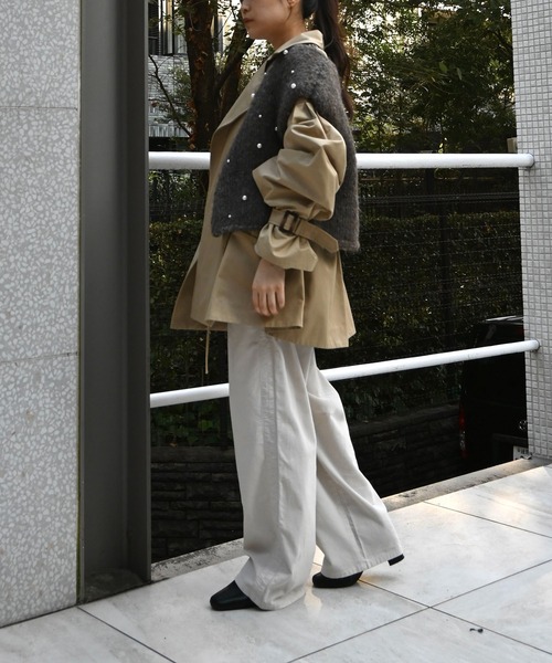 WILLFULLY（ウィルフリー）の「waist gather middle trench coat（トレンチコート・レディース・タン/スモーク・FREE）」の6枚目の写真