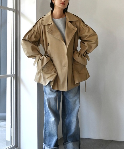 WILLFULLY（ウィルフリー）の「waist gather middle trench coat（トレンチコート・レディース・タン/スモーク・FREE）」の20枚目の写真