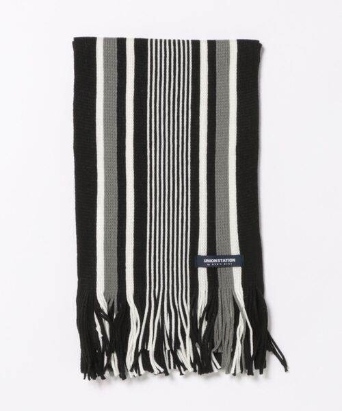 UNION STATION(ユニオンステーション)の「ストライプマフラー(マフラー・メンズ・ネイビー/グレー系その他/ブラック系その他・7)」の1枚目の写真