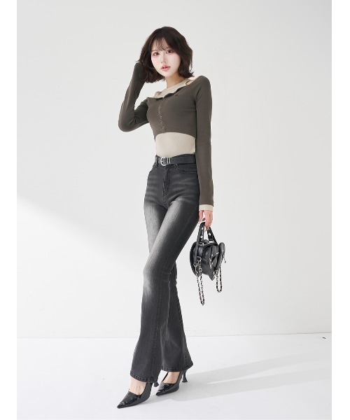 オフショルレイヤードリブトップス（その他トップス）｜Darich