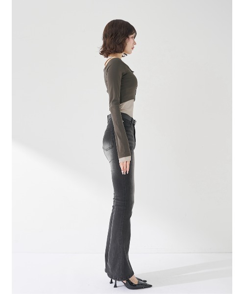 オフショルレイヤードリブトップス（その他トップス）｜Darich