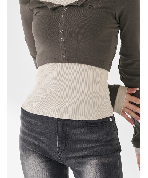 オフショルレイヤードリブトップス（その他トップス）｜Darich