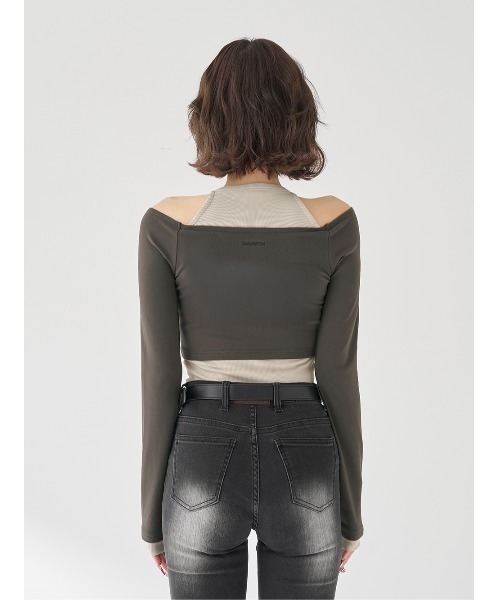 オフショルレイヤードリブトップス（その他トップス）｜Darich