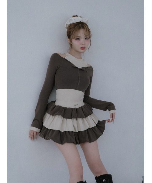 Darich（ダーリッチ）の「オフショルレイヤードリブトップス（その他トップス・レディース・チャコールグレー/ピンク/モカ・FREE）」の21枚目の写真