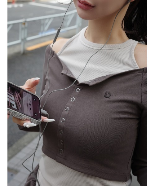 オフショルレイヤードリブトップス（その他トップス）｜Darich