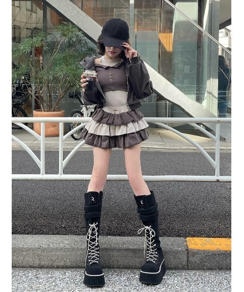 オフショルレイヤードリブトップス（その他トップス）｜Darich