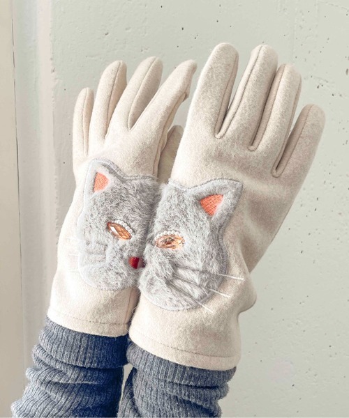 Casselini（キャセリーニ）の「Casselini(キャセリーニ)アニマルグローブ（手袋・レディース・ブラック/ベージュ/チェック・FREE）」の2枚目の写真