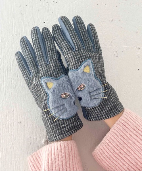 Casselini（キャセリーニ）の「Casselini(キャセリーニ)アニマルグローブ（手袋・レディース・ブラック/ベージュ/チェック・FREE）」の3枚目の写真