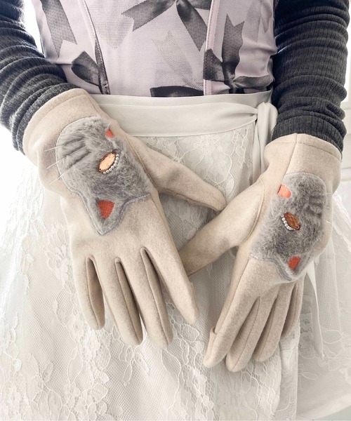 Casselini（キャセリーニ）の「Casselini(キャセリーニ)アニマルグローブ（手袋・レディース・ブラック/ベージュ/チェック・FREE）」の14枚目の写真