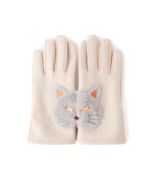 Casselini（キャセリーニ）の「Casselini(キャセリーニ)アニマルグローブ（手袋・レディース・ブラック/ベージュ/チェック・FREE）」の4枚目の写真