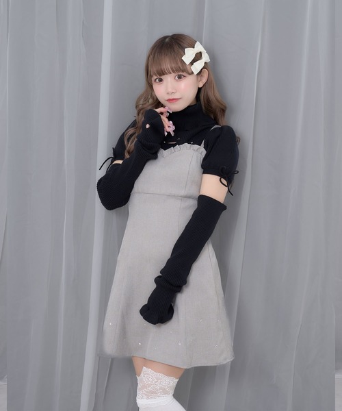 Honey Cinnamon(ハニーシナモン)の「カットアウトラインストーンタートルニット(ニット/セーター・レディース・ブラック/ホワイト/ピンク・FREE)」の16枚目の写真