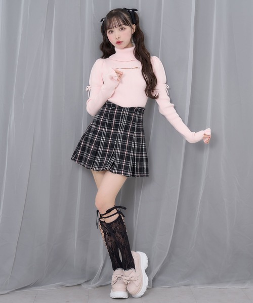 Honey Cinnamon(ハニーシナモン)の「カットアウトラインストーンタートルニット(ニット/セーター・レディース・ブラック/ホワイト/ピンク・FREE)」の14枚目の写真